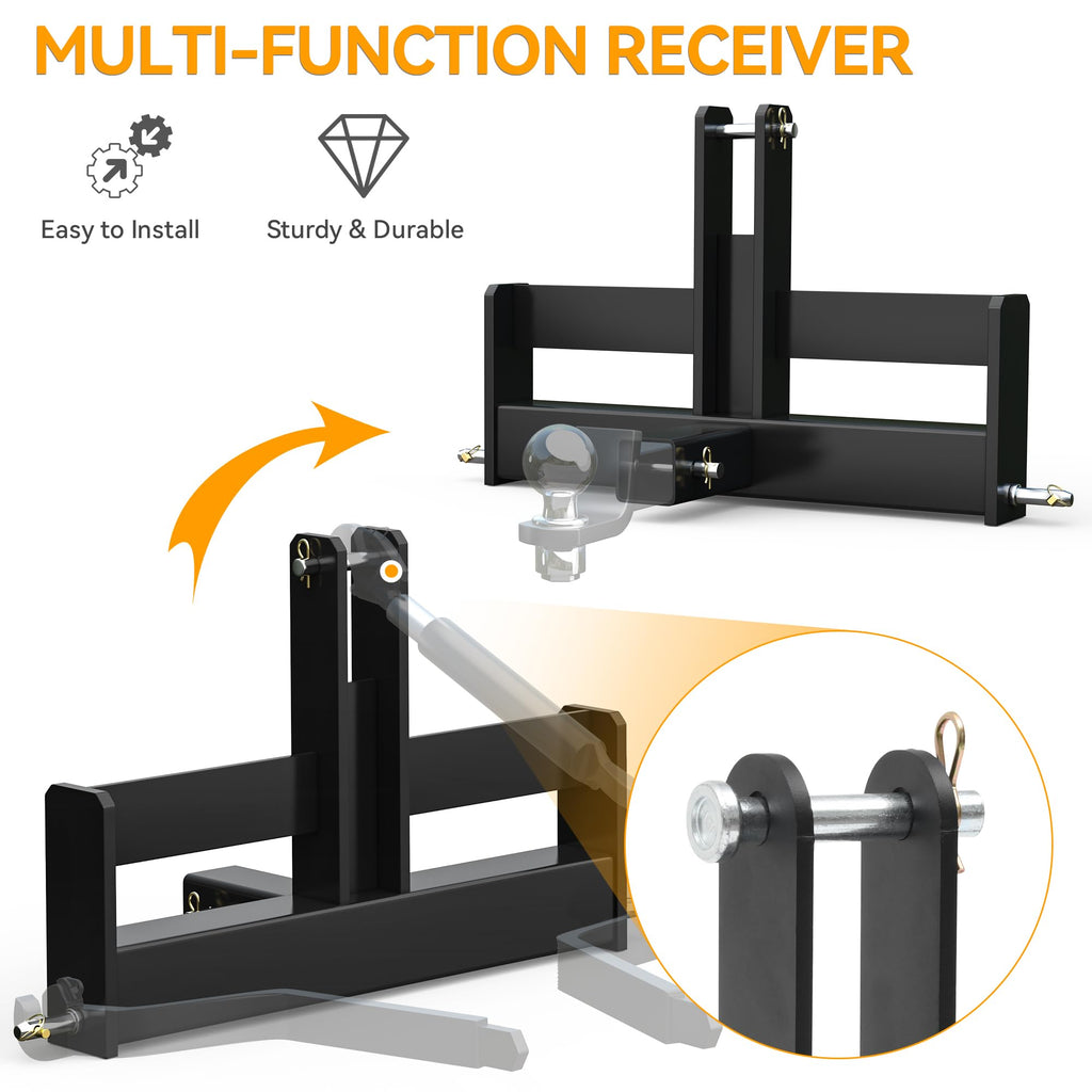 3 Point Hitch Receiver with Suitcase Weight Brackets Category 1 C671