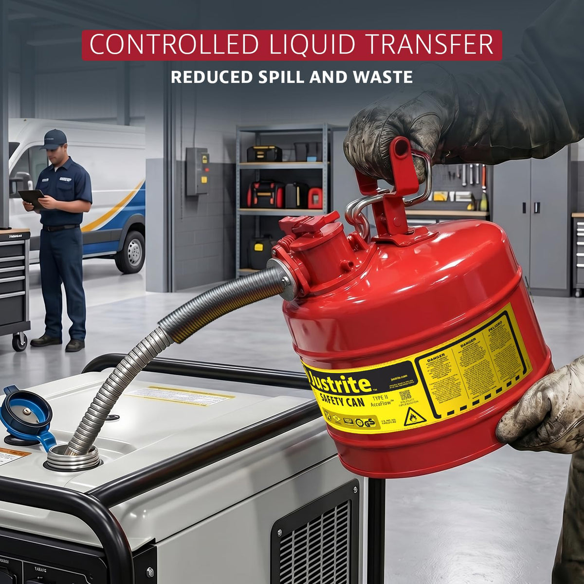 Red Galvanized Steel Gasoline Safety Can I30379