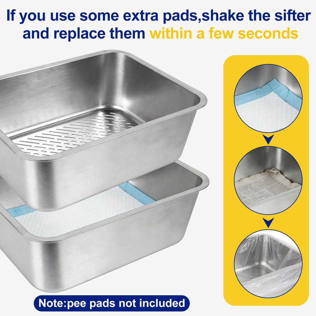 Stainless Steel Sifting Litter Box with Sifter I239