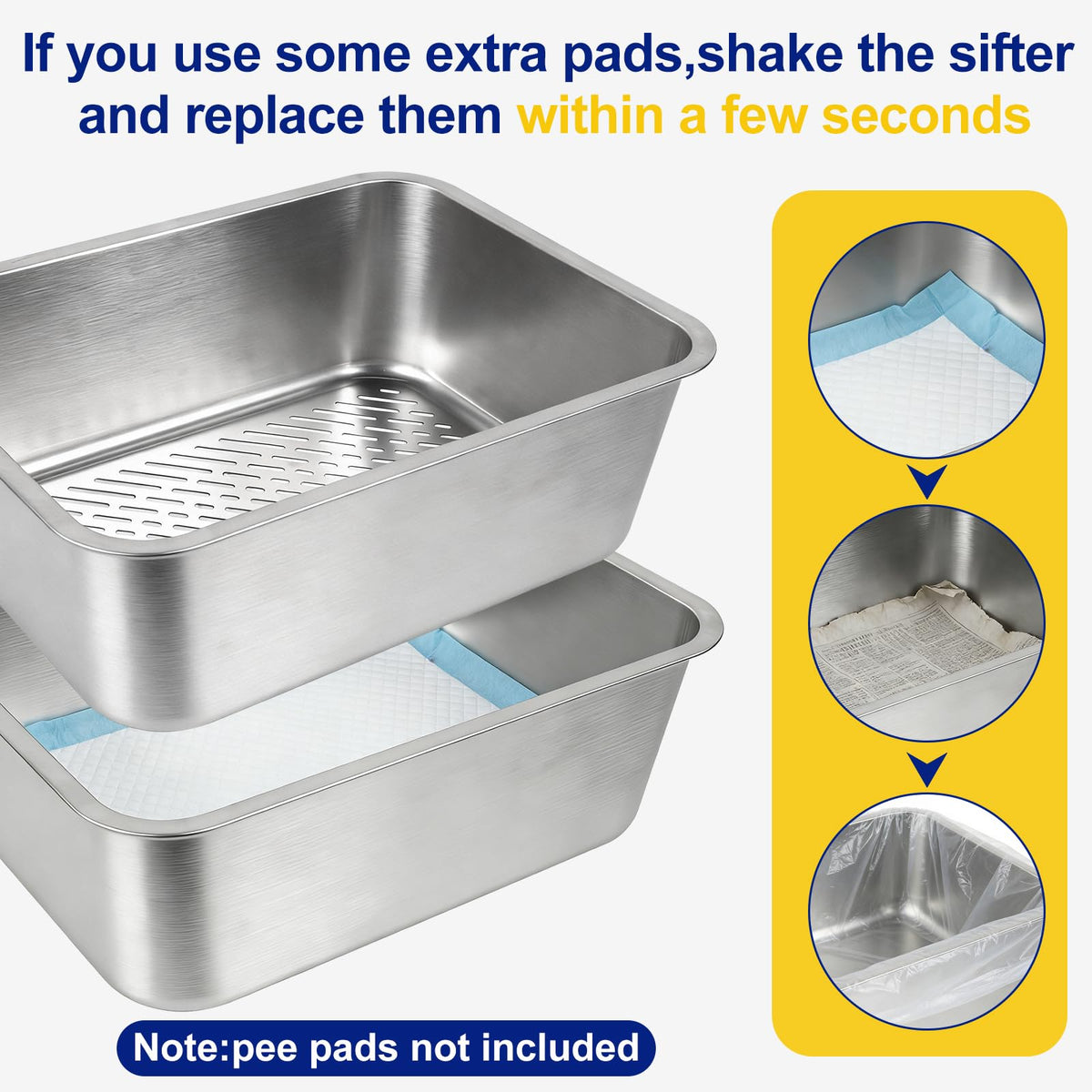 Stainless Steel Sifting Litter Box with Sifter I239