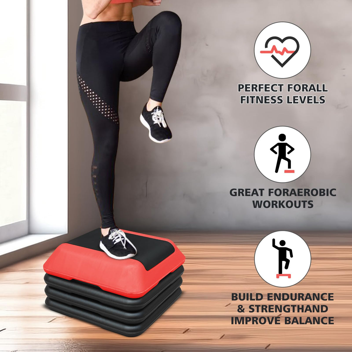16"x16" Adjustable Exercise Aerobic Step Platform with 4 Risers X82816
