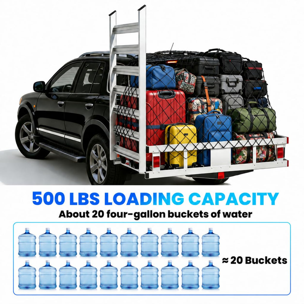 500LBS Heavy-Duty Aluminum Hitch Cargo Carrier with Ramp Y9831