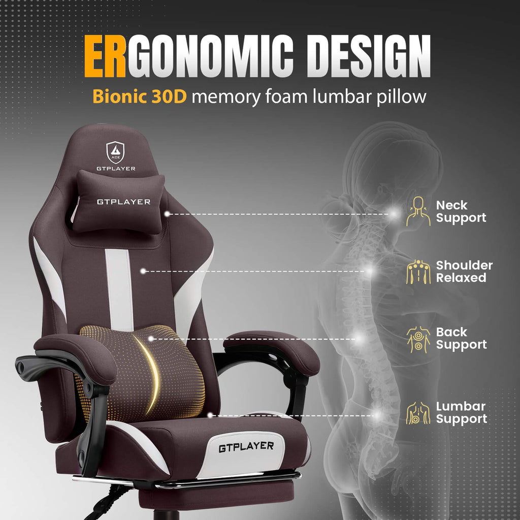 Brown Ergonomic Gaming Chair with Foot Rest C7942