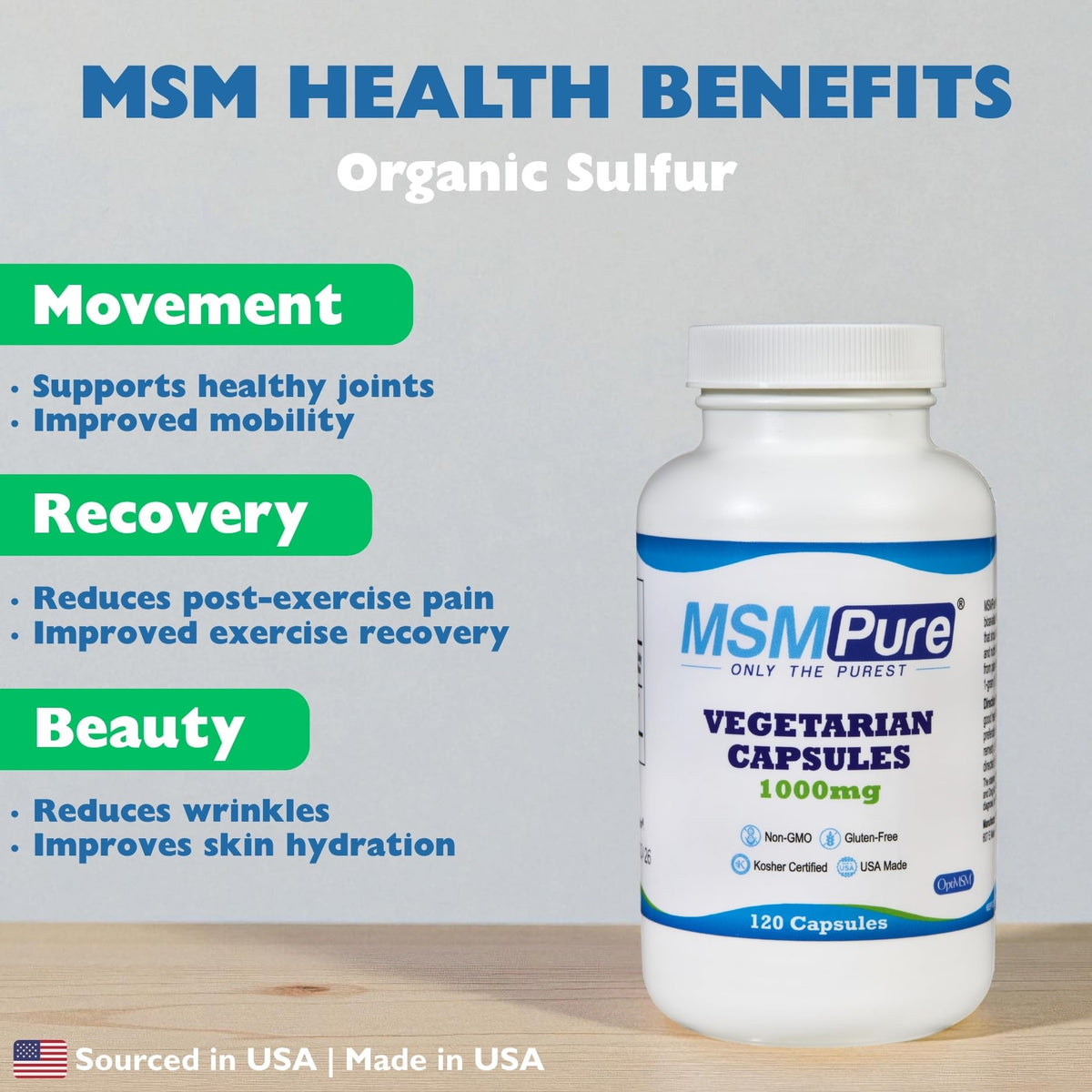 MSM 1000mg Vegetarian Capsules 120 Count U58435