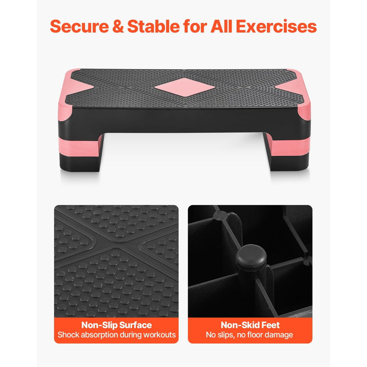 Adjustable Non Slip Aerobic Step Platform with 4 Risers F419