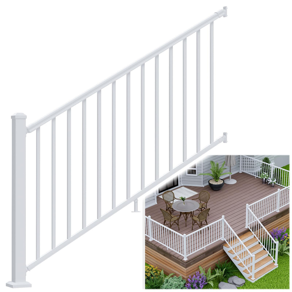White Modular Stair Railing Kit A31020