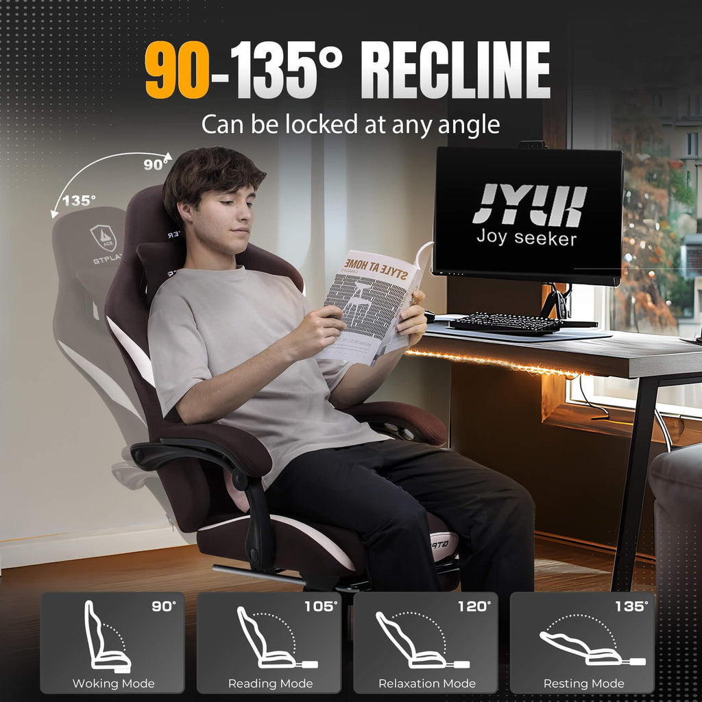 Brown Ergonomic Gaming Chair with Foot Rest C7942