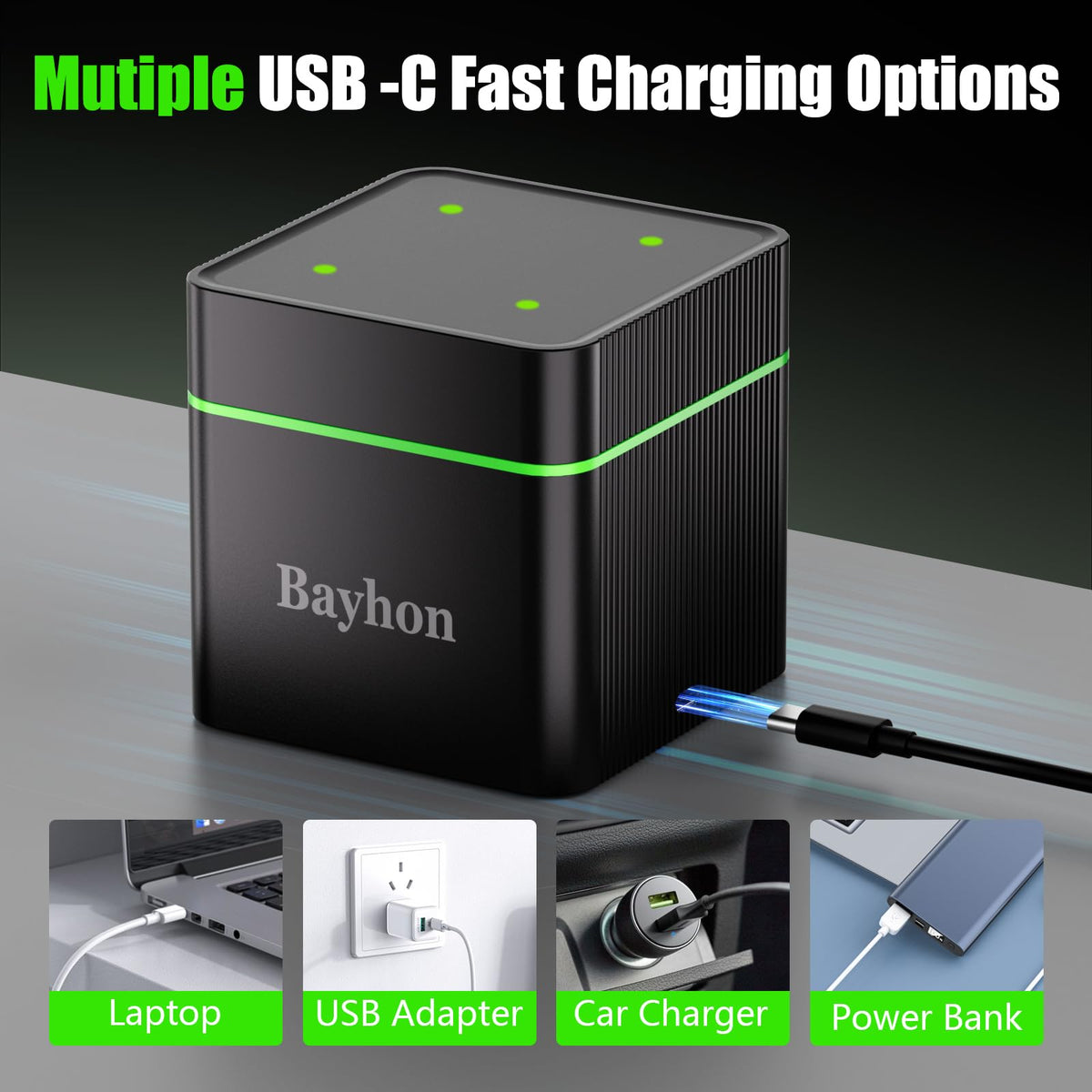 10000mAh D Rechargeable Batteries with 4-Slot Type-C Charger G128