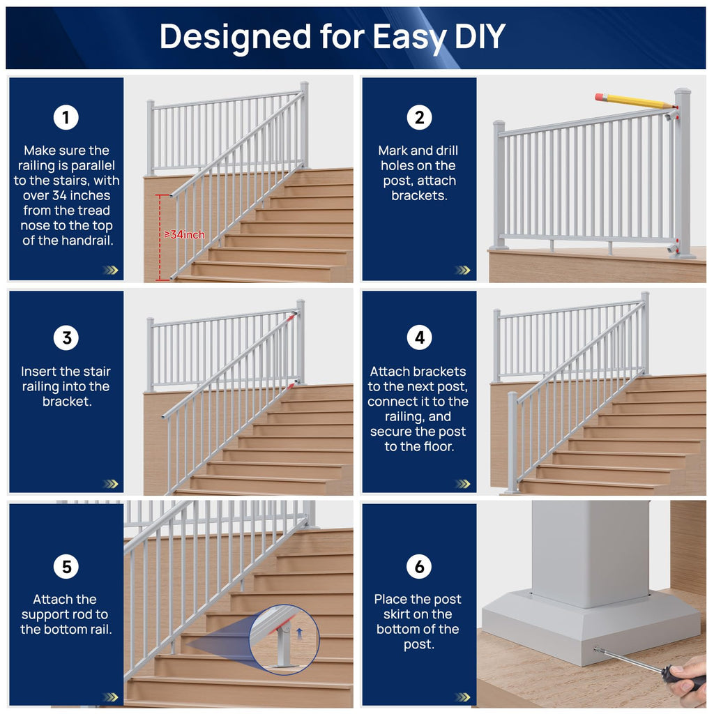 White Modular Stair Railing Kit A31020