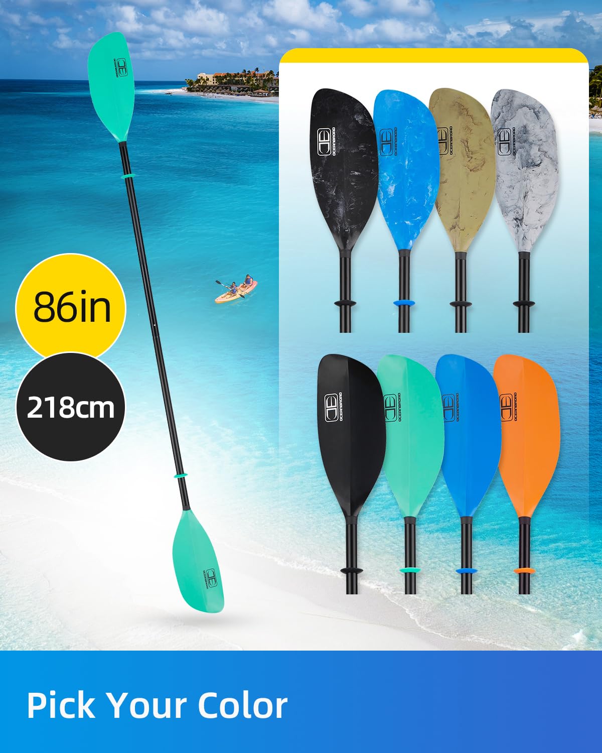 86in/218cm 90.5in/230cm Alloy Shaft 2-Piece Kayak Paddle G9798
