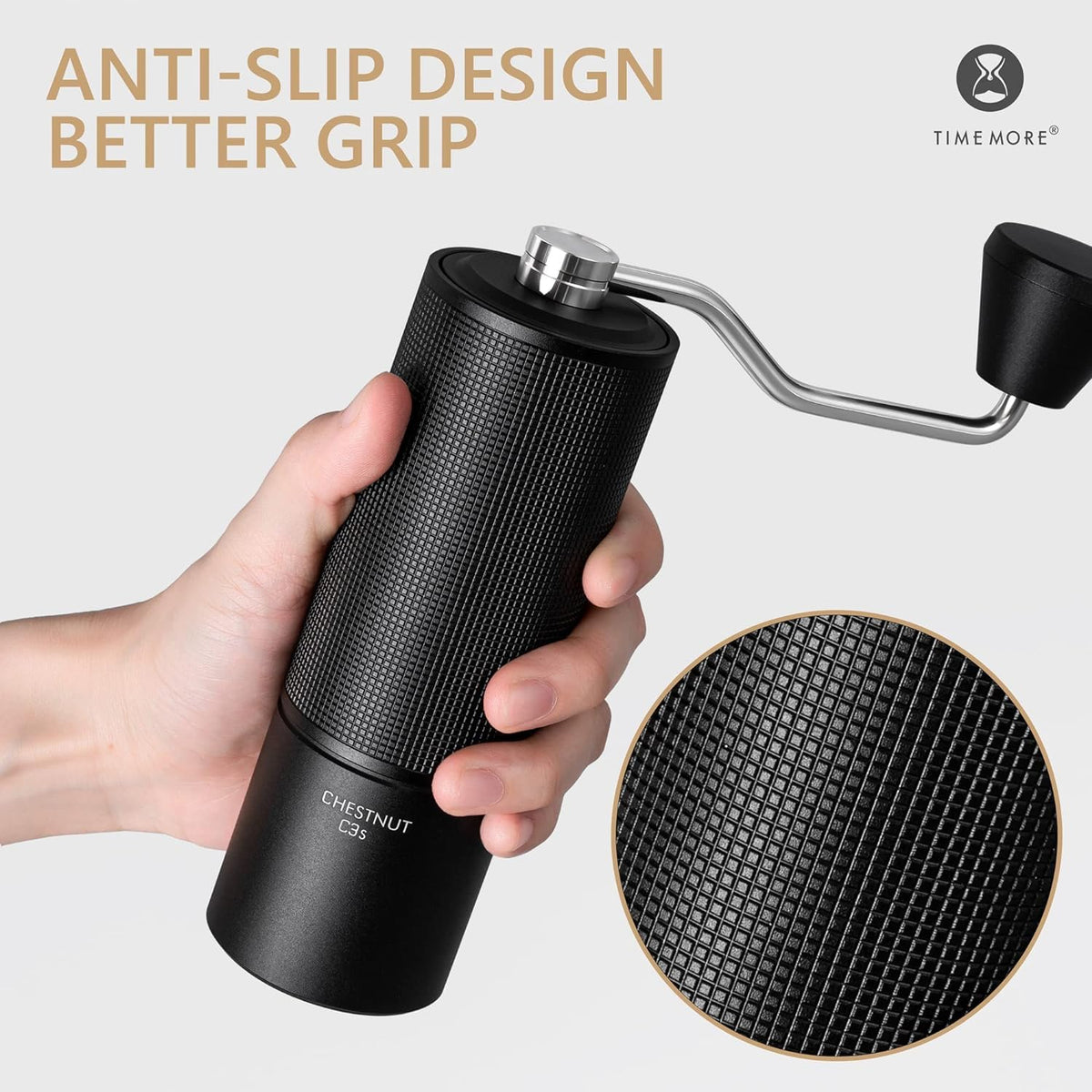 Manual Coffee Grinder with Stainless Steel Conical Burr, 25g, Black Y9825
