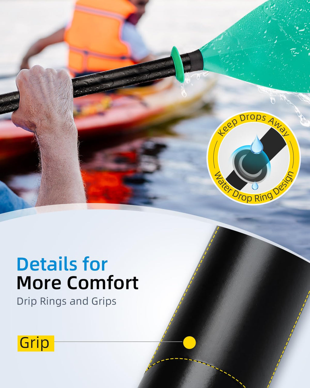 86in/218cm 90.5in/230cm Alloy Shaft 2-Piece Kayak Paddle G9798