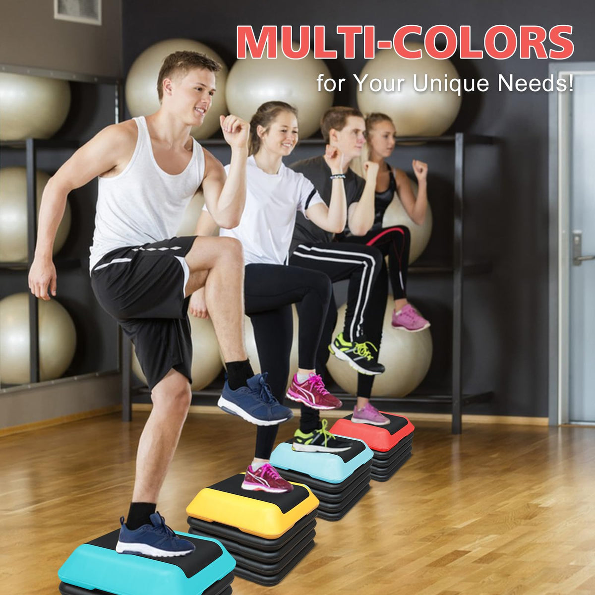 16"x16" Adjustable Exercise Aerobic Step Platform with 4 Risers X82816