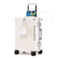 20 Inch White ABS Hardside Spinner Luggage with USB Port E4167