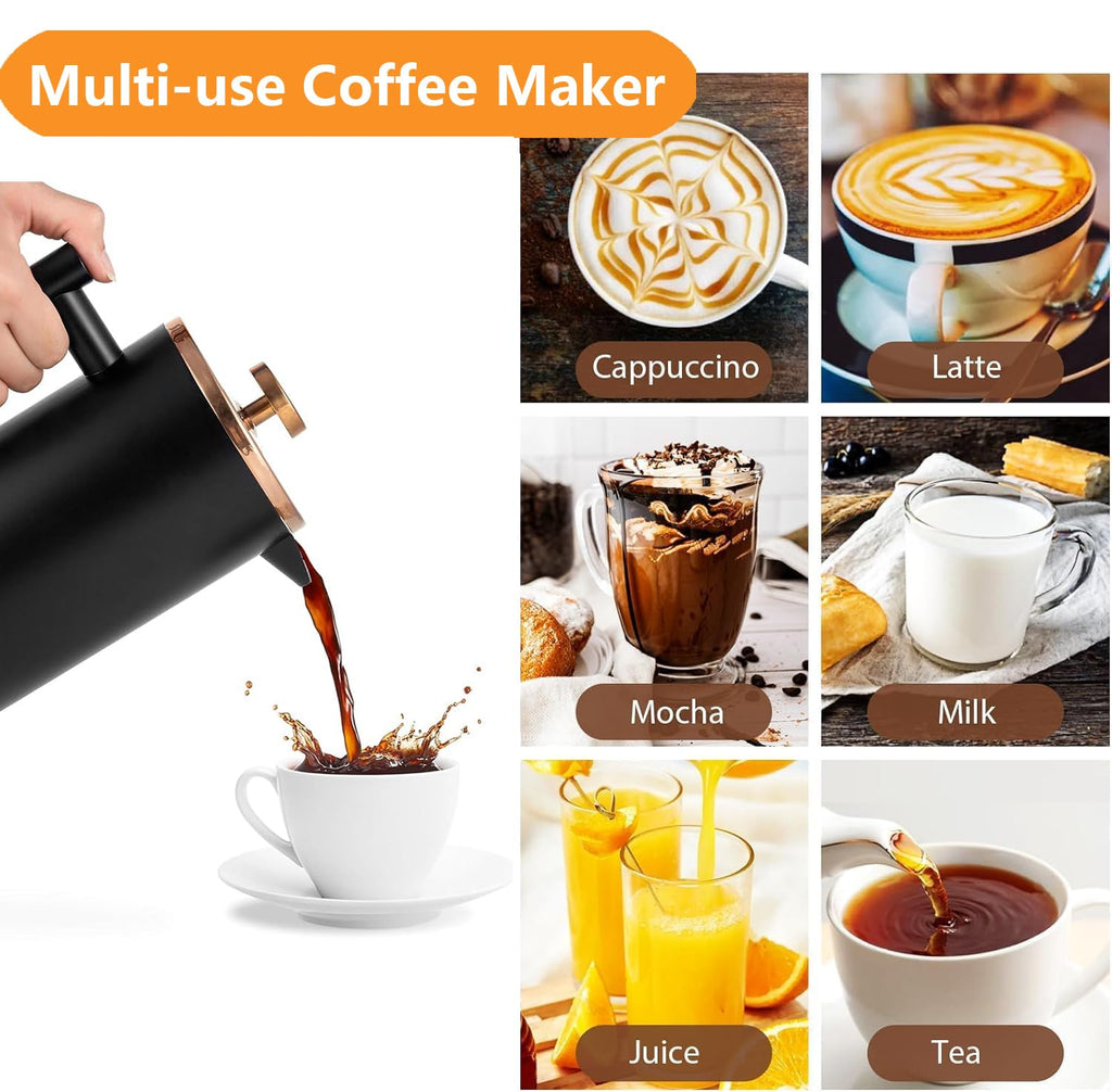Black Stainless Steel 12oz French Press Coffee Maker G250665