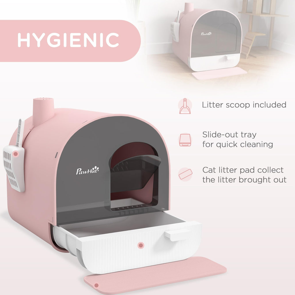 Pink Covered Cat Litter Box with Scoop N980679