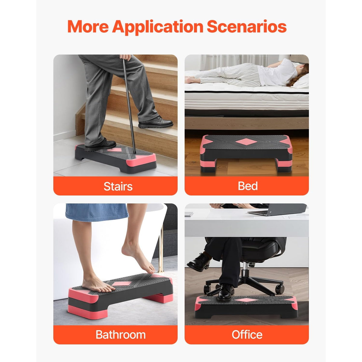 Adjustable Non Slip Aerobic Step Platform with 4 Risers F419