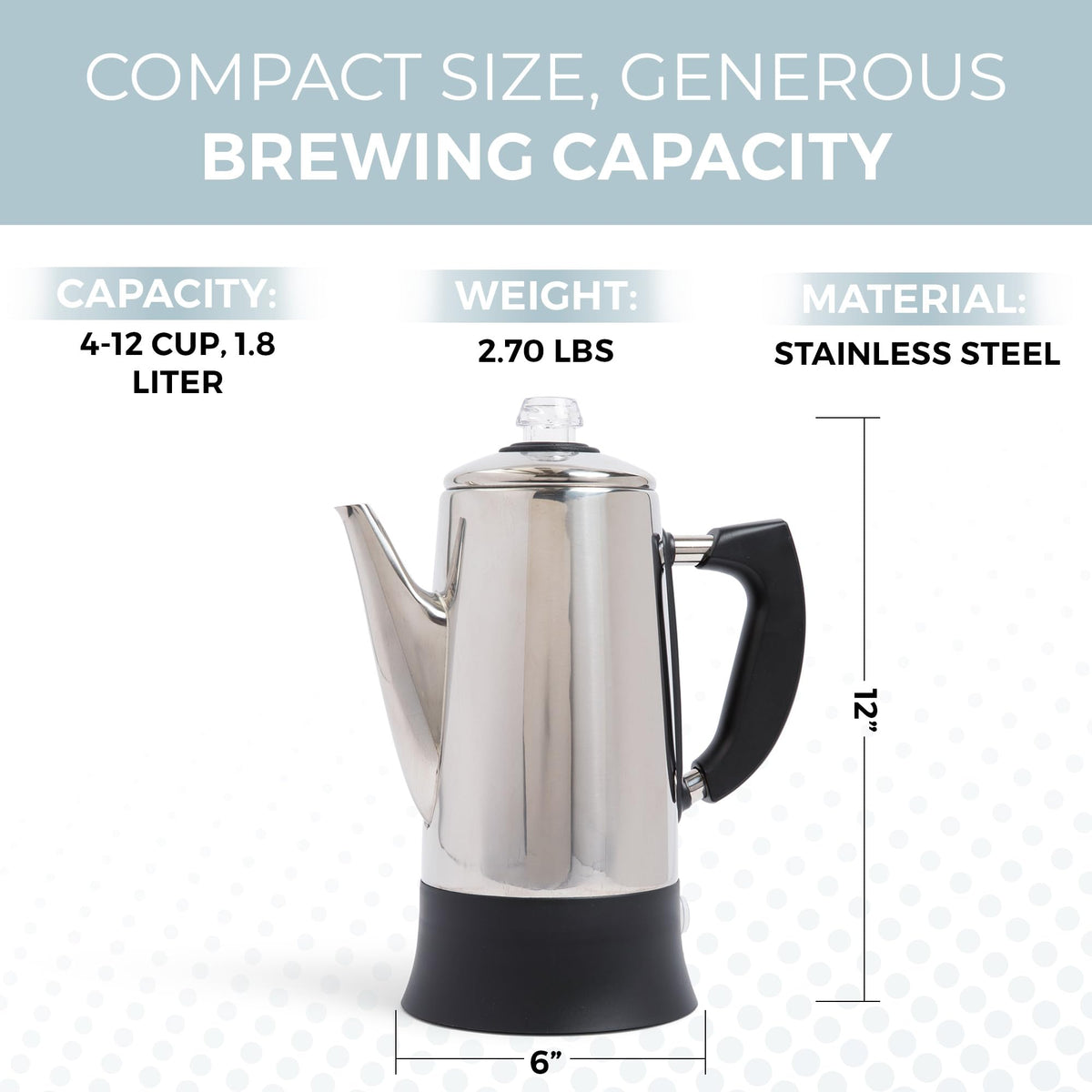 Electric 12 Cup Stainless Steel Coffee Percolator T355451