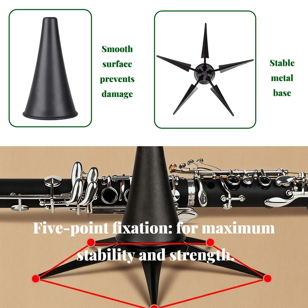 Portable Lightweight Foldable Clarinet Stand H9608