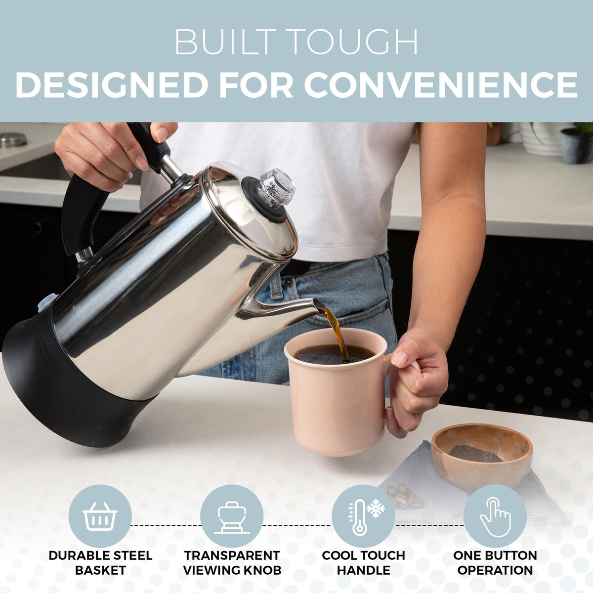 Electric 12 Cup Stainless Steel Coffee Percolator T355451