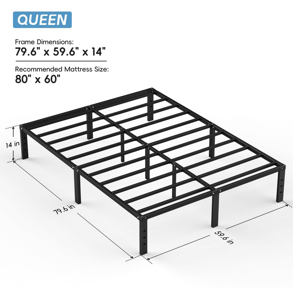 Queen Metal Platform Bed Frame with Storage M500649