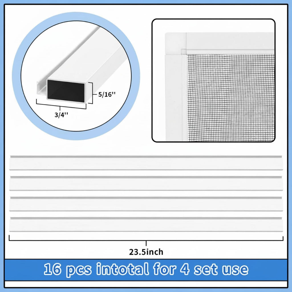 4 Pack Window Screen Kit with Aluminum Frame White 40'' X 40'' M473