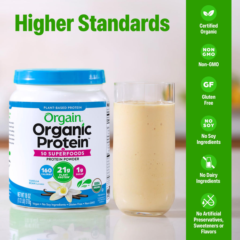 Organic Vegan 21g Protein Superfoods Powder Vanilla Bean 1.12lb L736