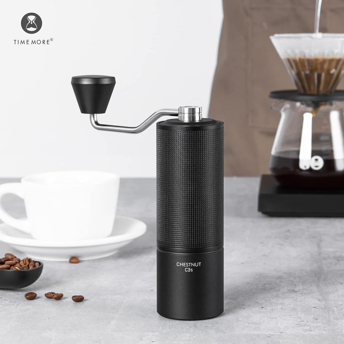 Manual Coffee Grinder with Stainless Steel Conical Burr, 25g, Black Y9825