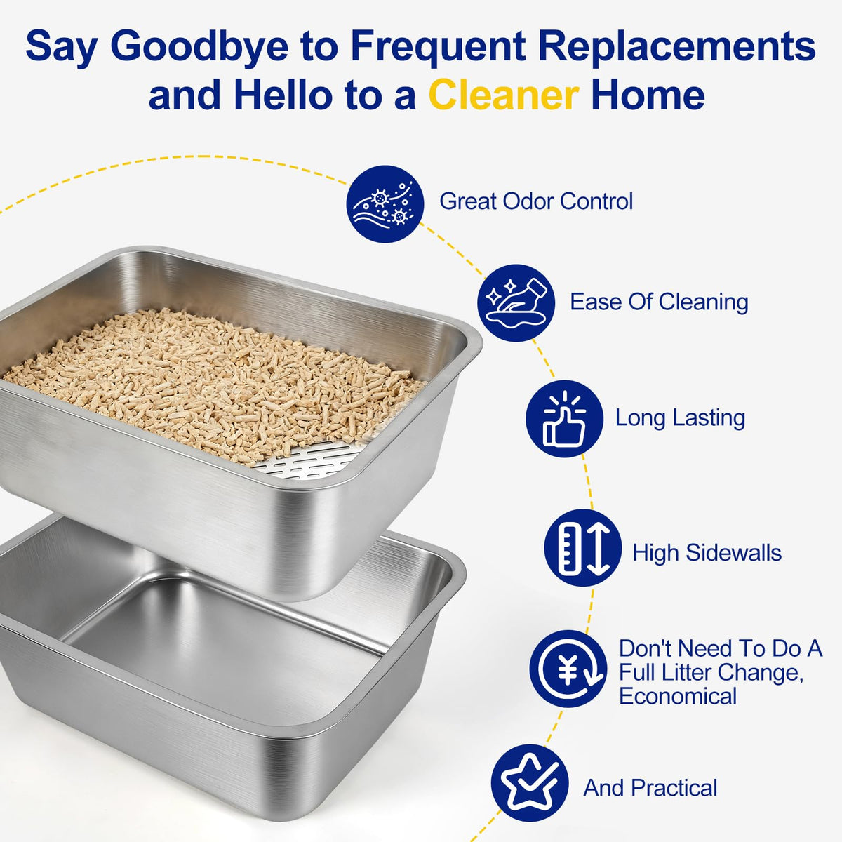 Stainless Steel Sifting Litter Box with Sifter I239
