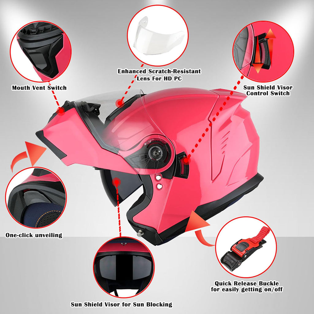 Modular Flip up Dual Visor Full Face Motorcycle Helmet D639