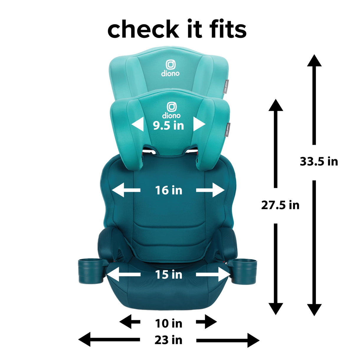 High Back Booster Car Seat with Rigid Latch, Blue D10395