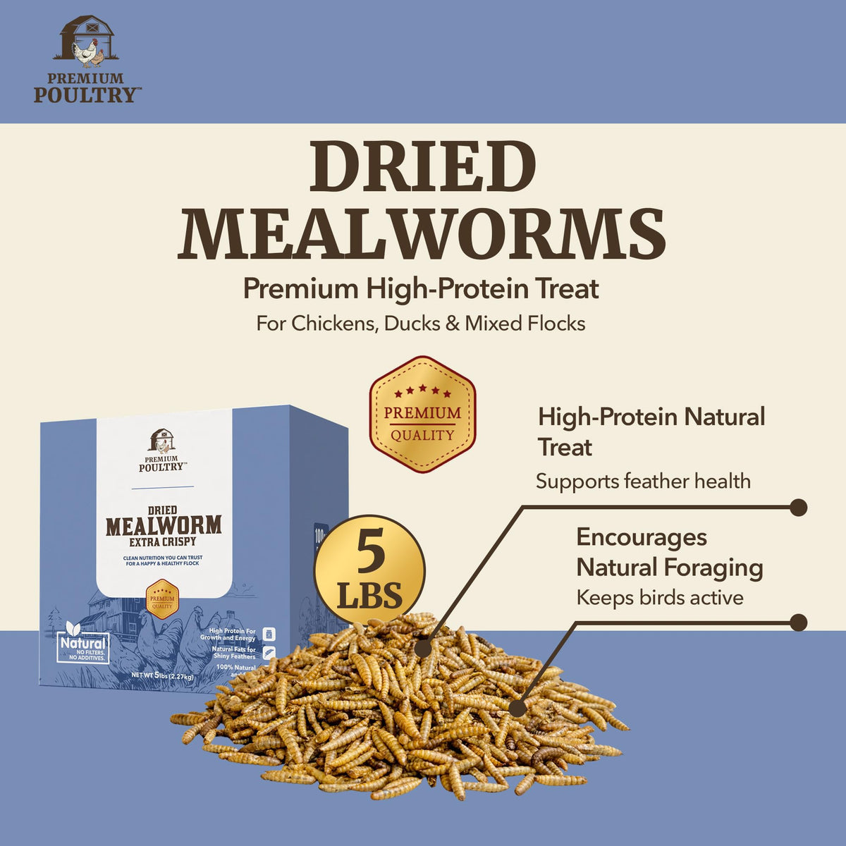 Mealworms for Chickens & Wild Birds, 5lb, 4-Pack D179