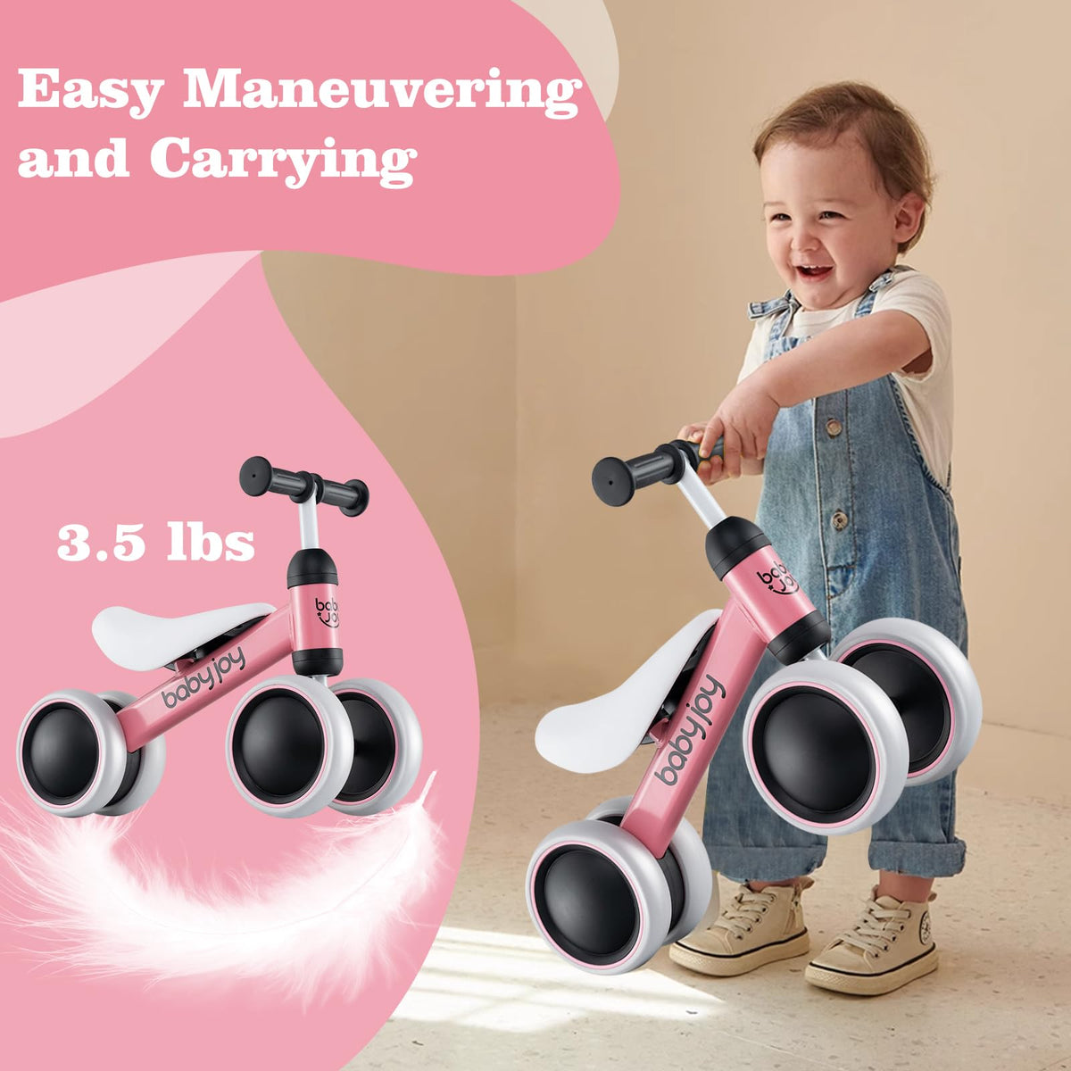 No Pedal 4 Wheels Toddler Balance Bike with Soft Seat L888458