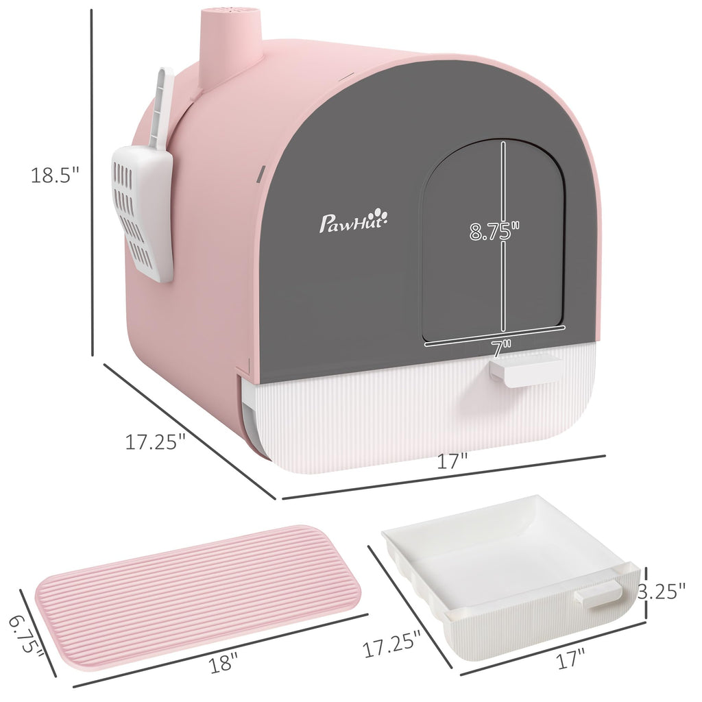 Pink Covered Cat Litter Box with Scoop N980679