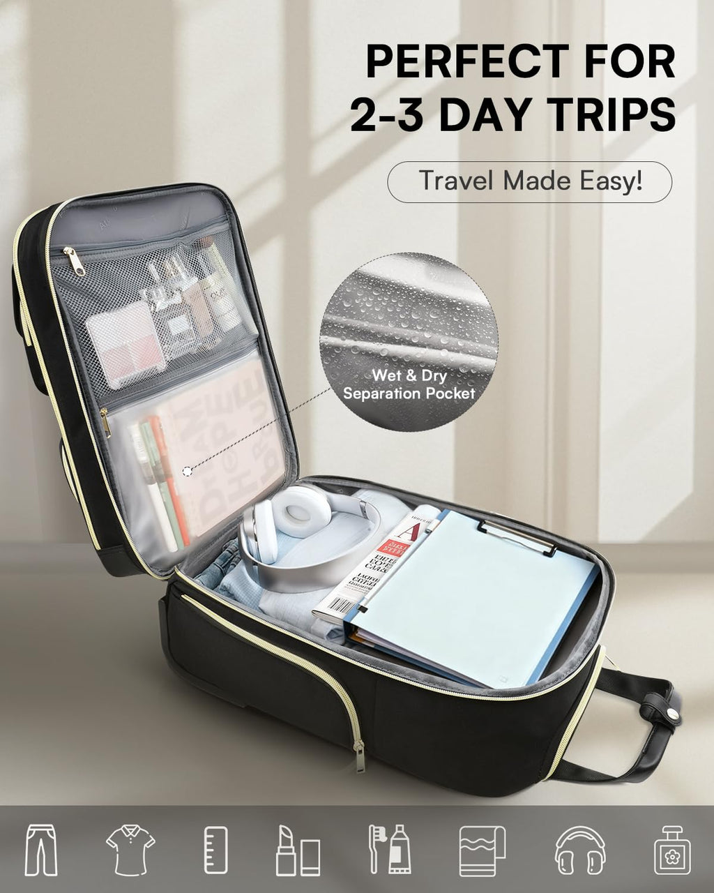 Black 16-Inch Underseat Carry On Luggage with Wheels E57259