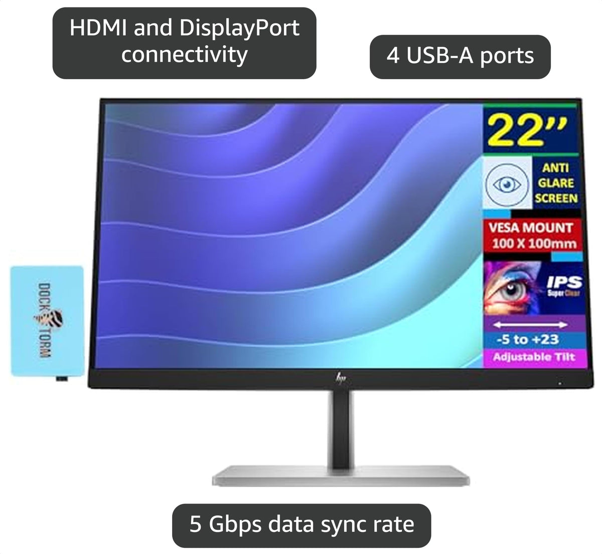 22" FHD VA Monitor with 5ms, Anti Glare, VESA Mount, HDMI, Black I959