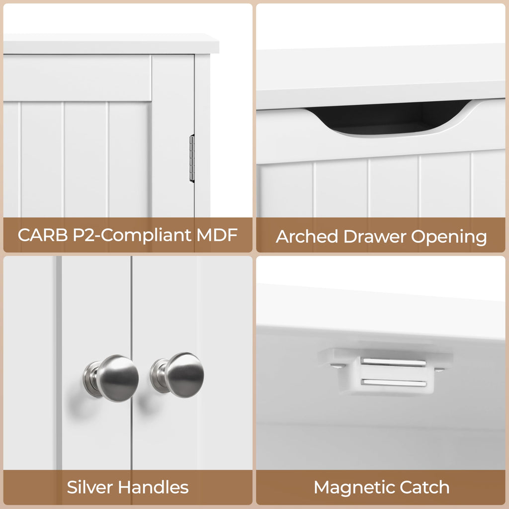 White 4 Drawer 2 Door Bathroom Storage Cabinet F320