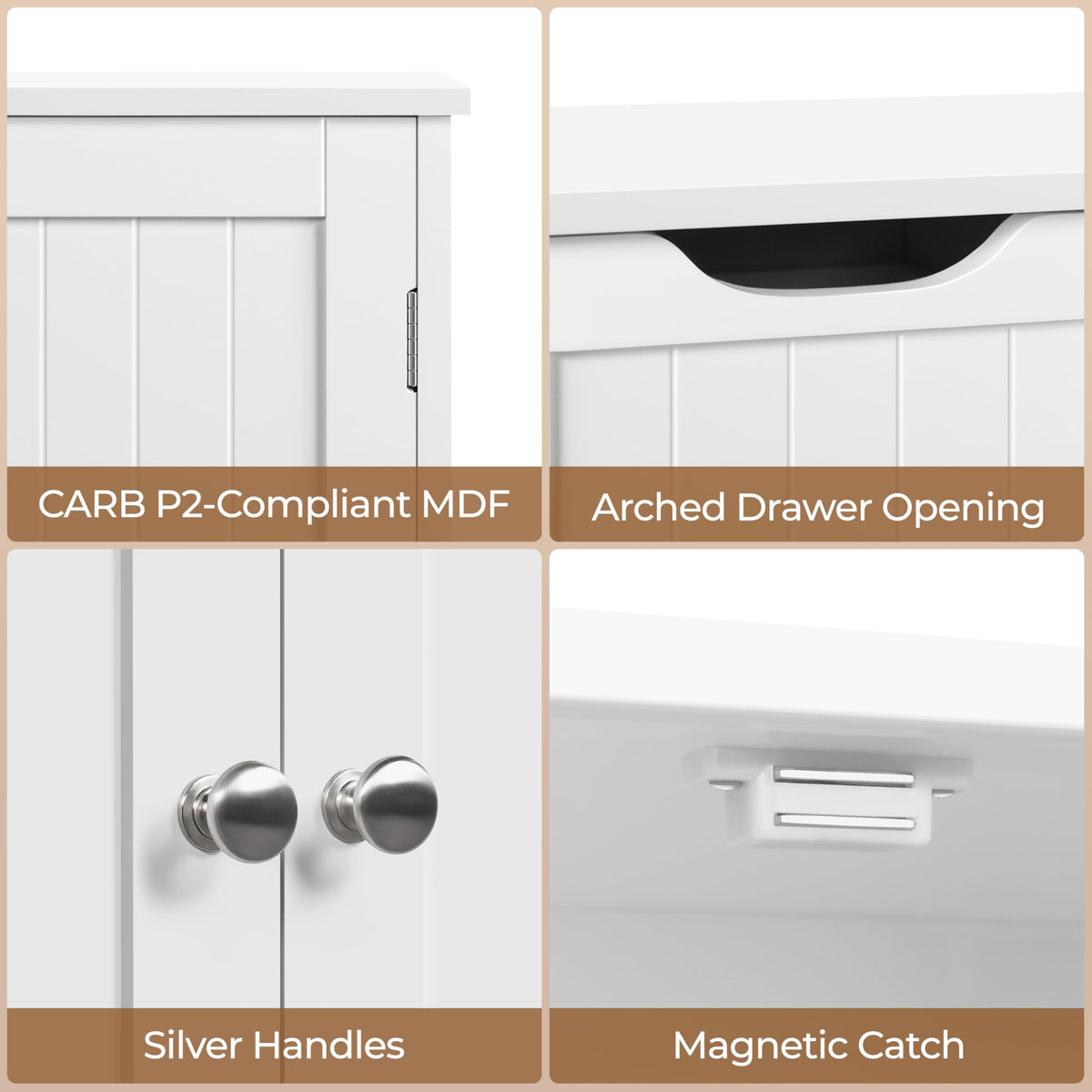 White 4 Drawer 2 Door Bathroom Storage Cabinet F320