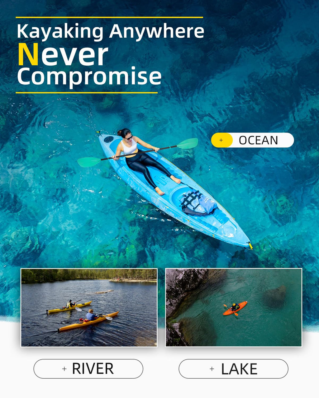 86in/218cm 90.5in/230cm Alloy Shaft 2-Piece Kayak Paddle G9798