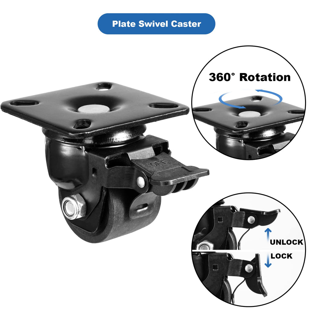 2-inch Swivel Caster Wheels Set of 4 with Brake R2509