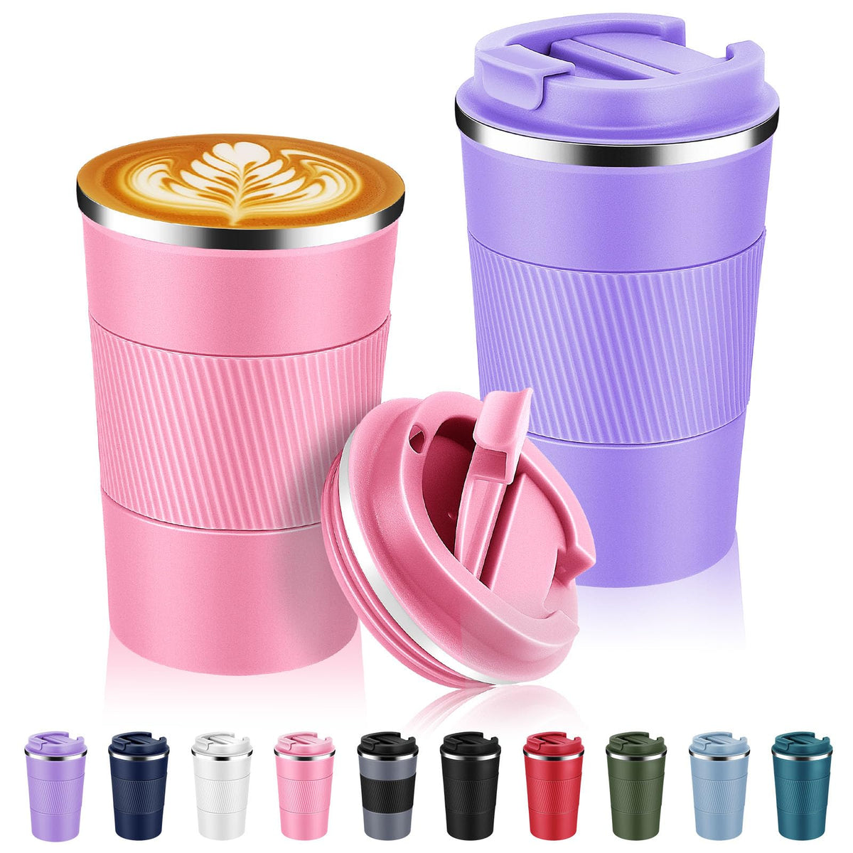 13 oz Stainless Steel Insulated Travel Coffee Mug 2 Pack R595