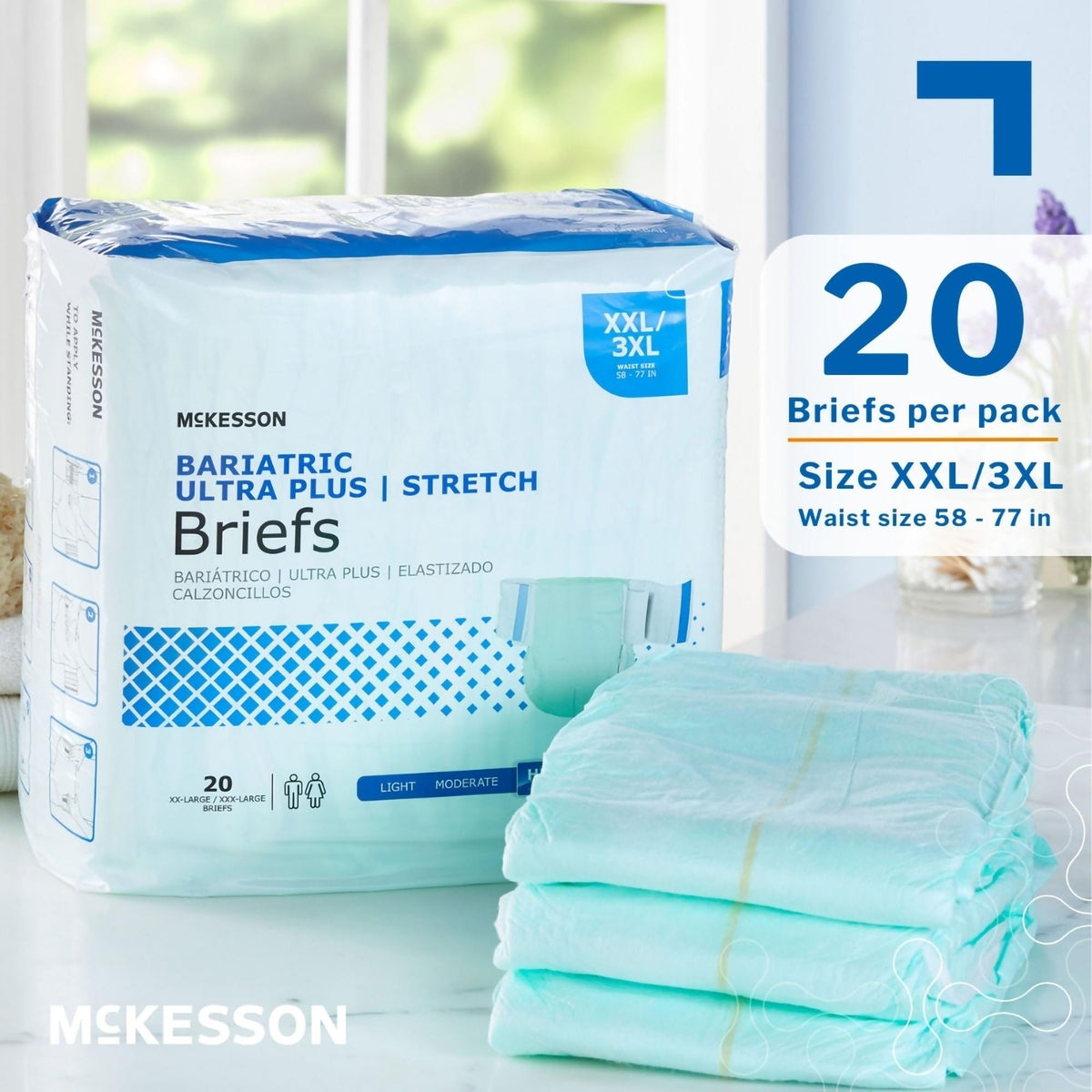 Heavy Absorbency Stretch Briefs, XXL/3XL, 80 ct C212