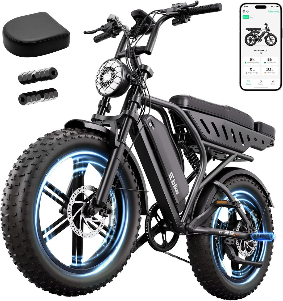 Electric Bike 48V 15Ah Battery 1500W Peak Motor 20 4.0 Fat Tire M98353