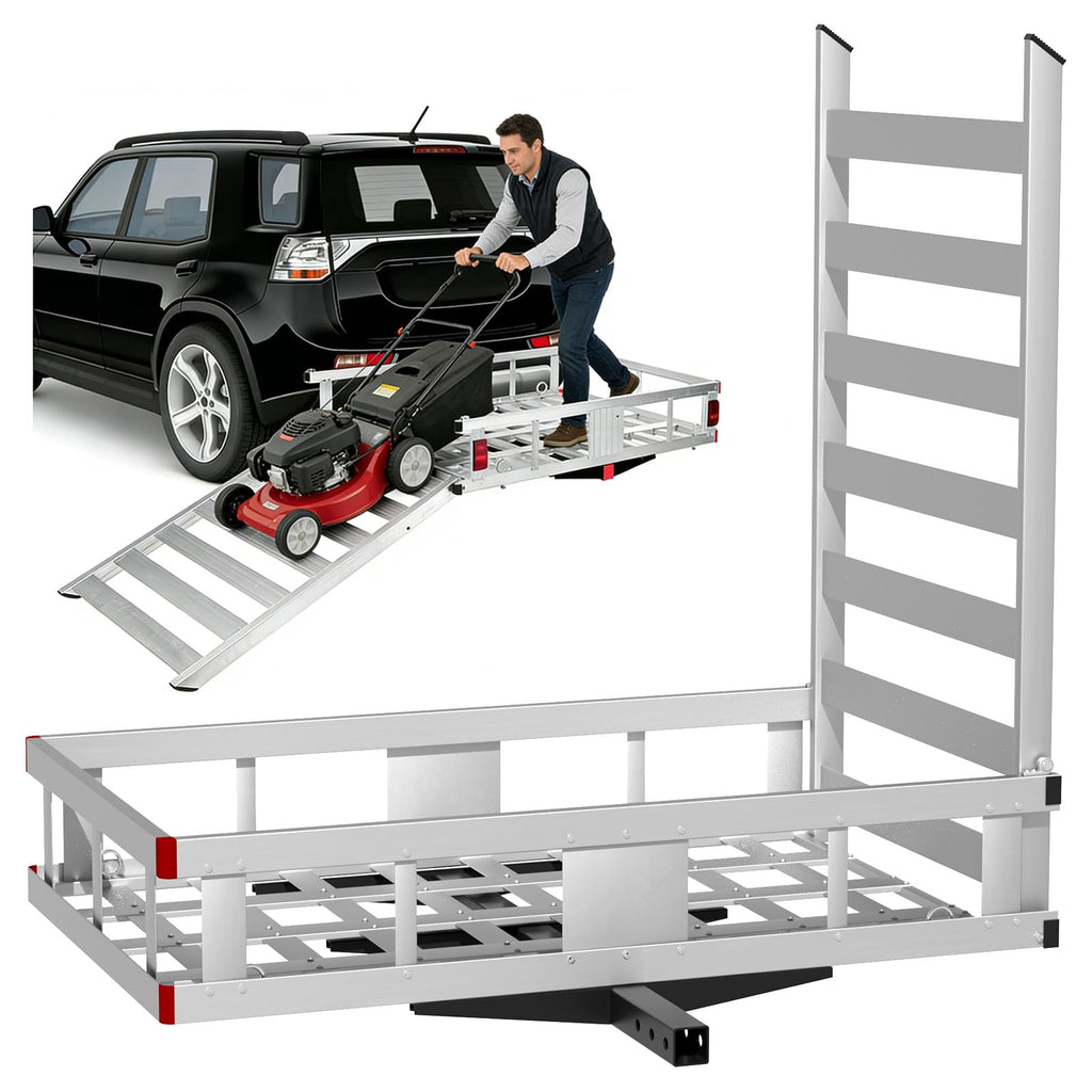 500LBS Heavy-Duty Aluminum Hitch Cargo Carrier with Ramp Y9831