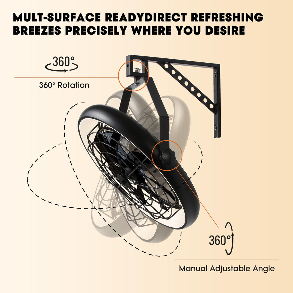 Wall Mounted Fan with Lights, 20” 6 Speeds Reversible Dimmable P9787