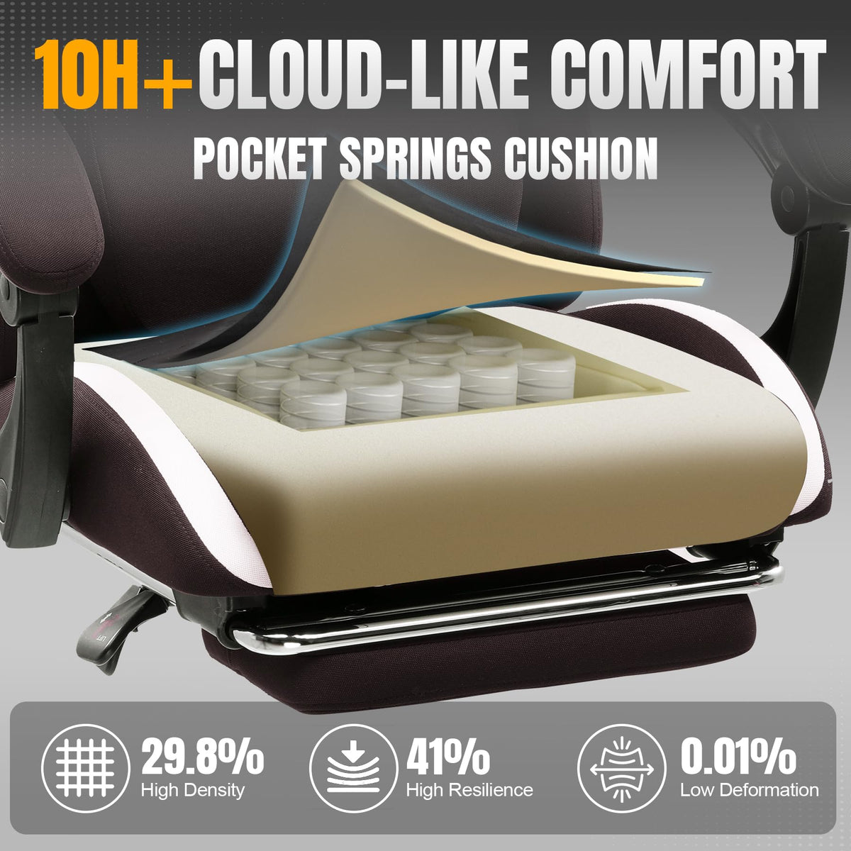 Brown Ergonomic Gaming Chair with Foot Rest C7942