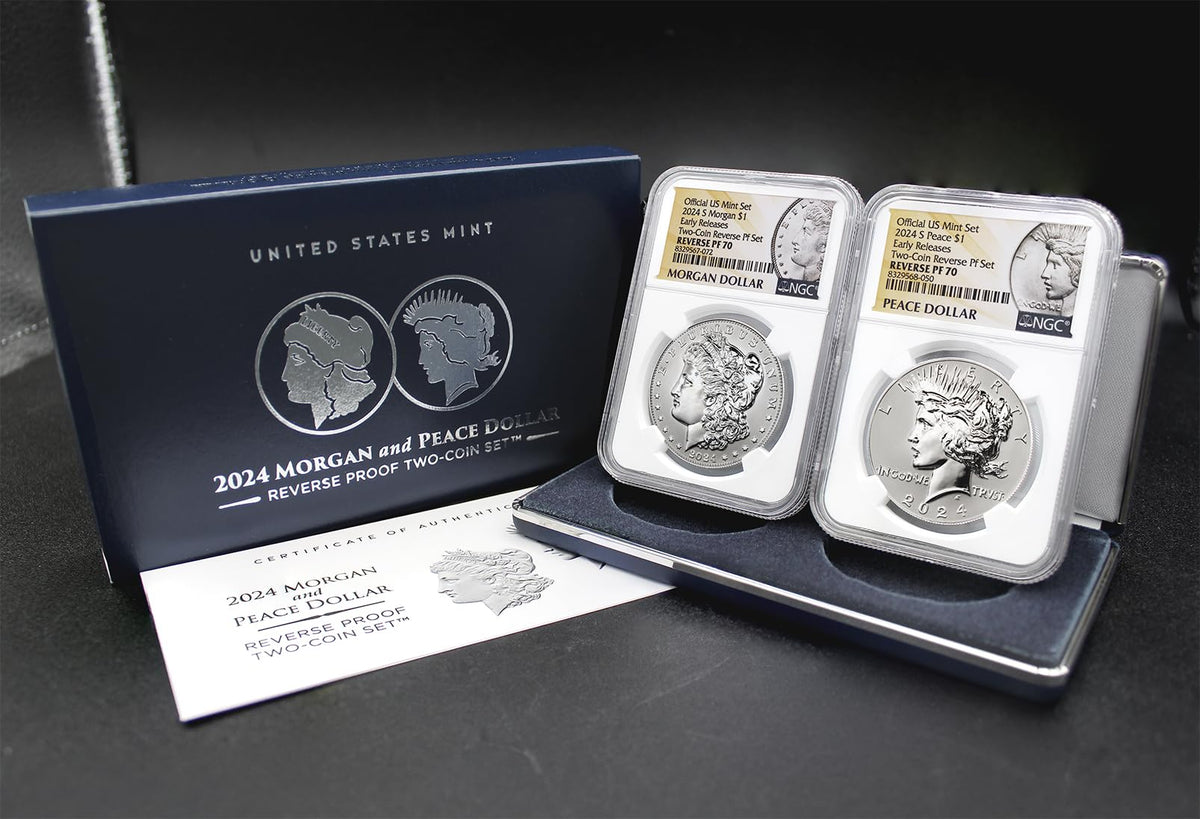 Set of 2 American Silver Morgan and Peace Dollar V316244