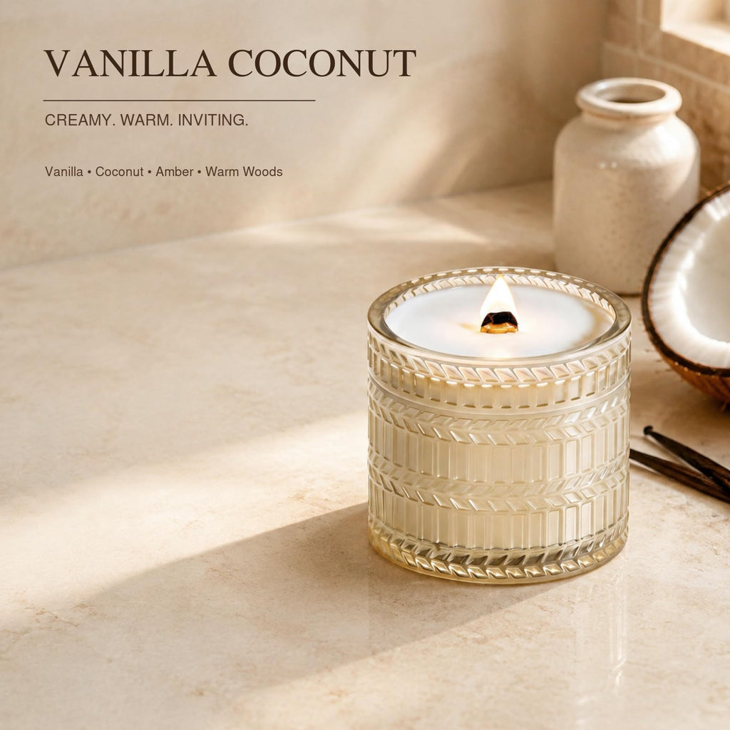 Vanilla Coconut Wood Wick Candle 7.4 oz T899