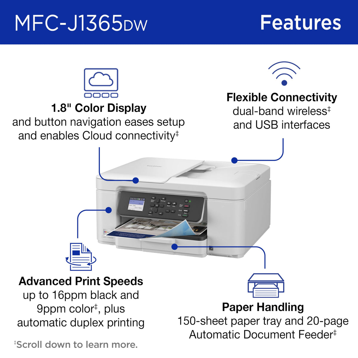 Wireless Color Inkjet All-in-One Printer with Automatic Duplex Printing N34723