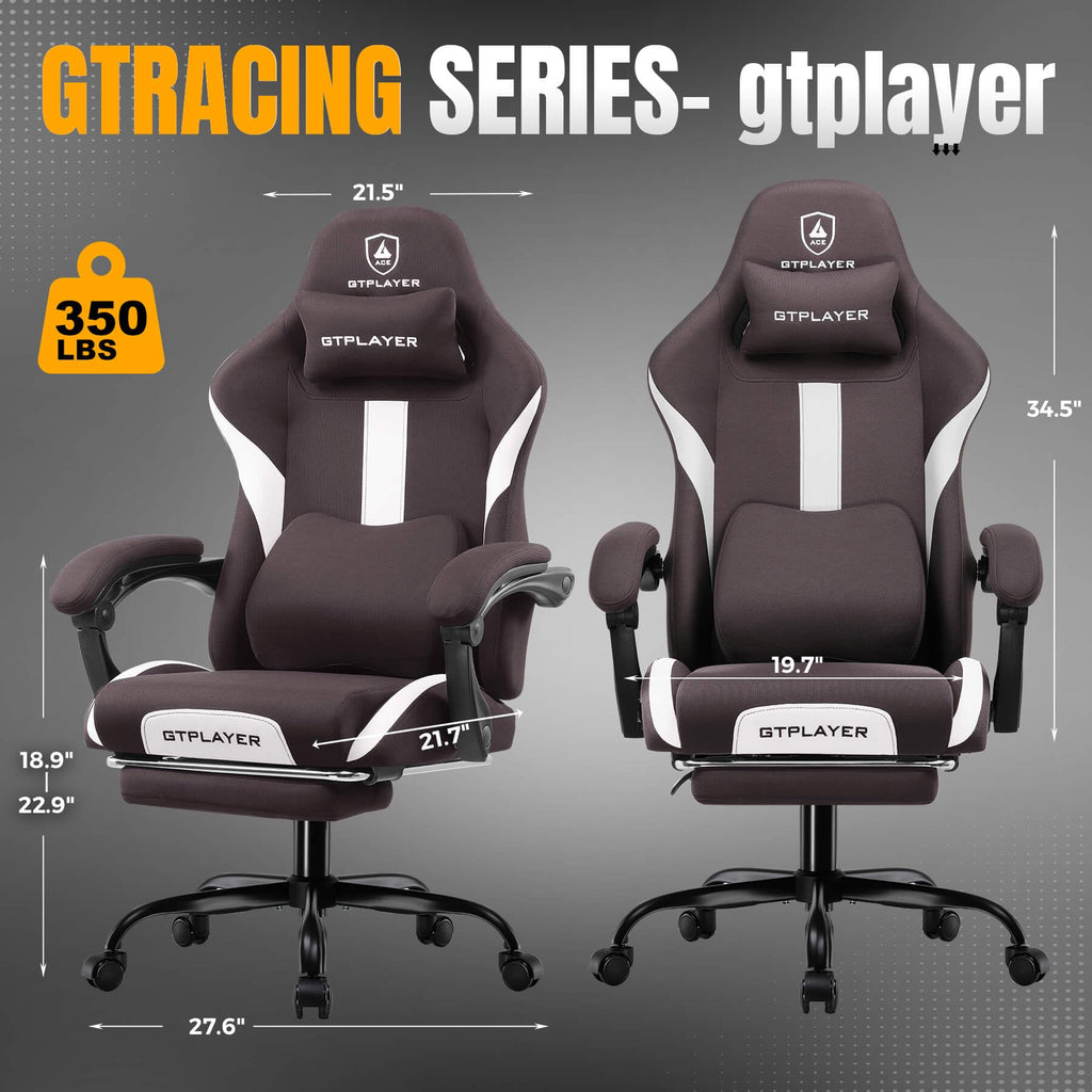 Brown Ergonomic Gaming Chair with Foot Rest C7942